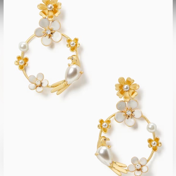 kate spade Jewelry - New Kate Spade Spring Scene Flower Hoop Earrings